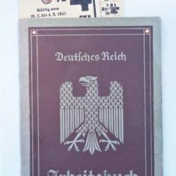 LIVRET travail allemand ARBEITSBUCH + ticket rationnement - WWII - INS-ALL