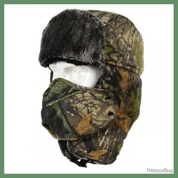 CHAPKA CAMOUFLAGE POLAIRE - CAGOULE DE CHASSE AVEC COUPE VENT AMOVIBLE CAMO KAKI - LIVRAISON GRATUIT