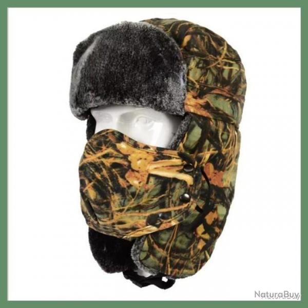 CHAPKA POLAIRE CAMOUFLAGE - CAGOULE CHASSE + COUPE VENT AMOVIBLE CAMO WOODLAND - LIVRAISON GRATUITE