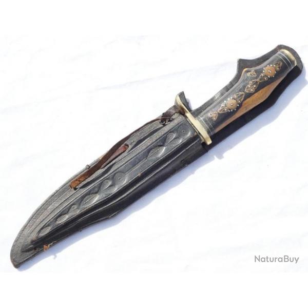 Ancien couteau Afrique Nord AFN inserts avec fourreau cuir