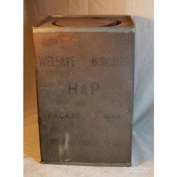 RARE boite ration biscuits britannique 15 lbs  WELFARE BISCUITS H&P fvrier 1944 SL22WEL001