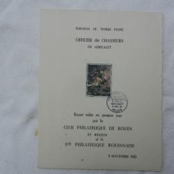 carte premier jour officier de chasseurs a cheval Gericault - club philatélique de Rouen 1962
