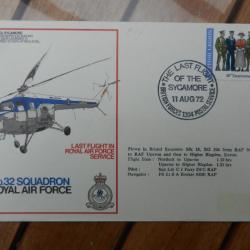 enveloppe souvenir philatélique dernier vol du N° 32 Squadron Royal Air Force 1972