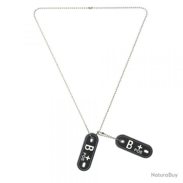 Dog tag PVC Groupe sanguin « B+ »