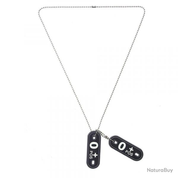 Dog tag PVC Groupe sanguin « O+ »