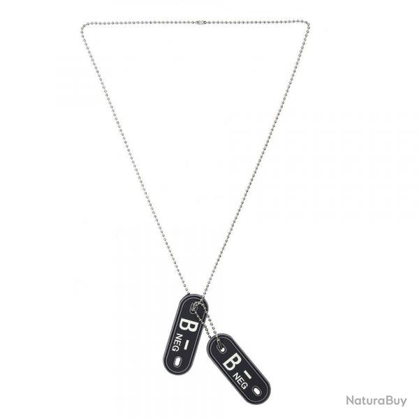 Dog tag PVC Groupe sanguin « B- »