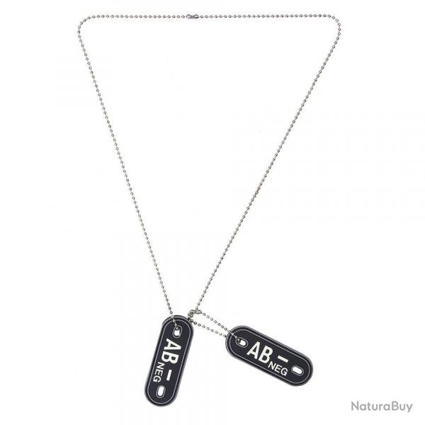 Dog tag PVC Groupe sanguin « AB- »