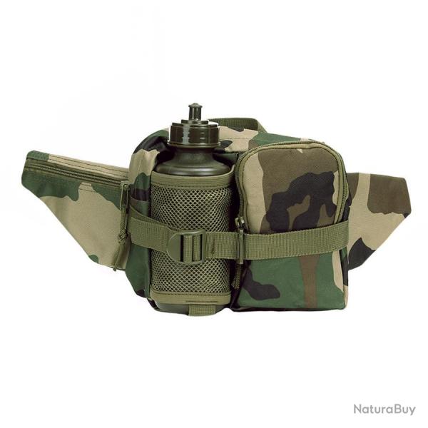 Sac de taille (ou banane) avec gourde (Couleur Camouflage Woodland)