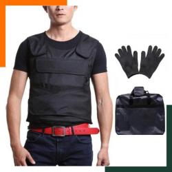 Gilet pare-balle et anti-couteau avec paire de gants et sac de transport - Noir - Livraison gratuite