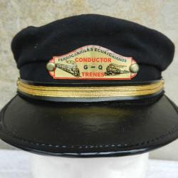 rare et ancienne casquette de conducteur des chemins de fer équatoriens