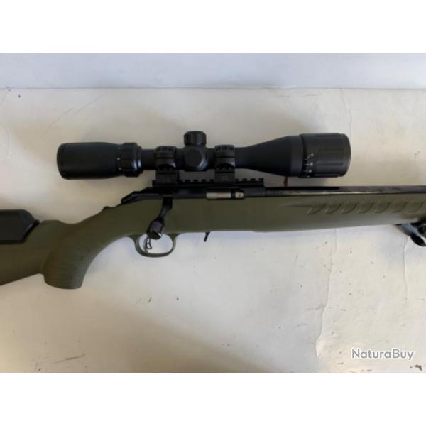 PACK RUGER amrican rimfire od green Lunette MOA 3-9X40 montage hawke tactical bipied hawke mallette