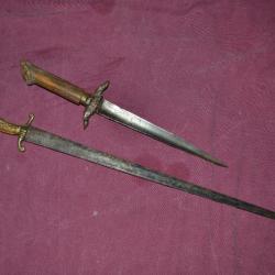 dague de chasse anciennes lot de deux lames gravées