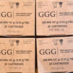 GGG 308 Win FMJ 147gr x80 munitions PORT OFFERT