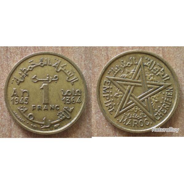 Maroc 1 Franc 1945 1364 Afrique Morocco Africa
