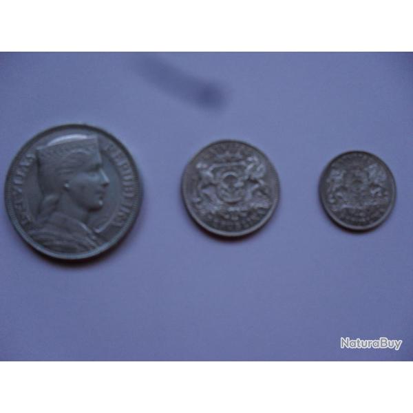 monnaies en argent, anciennes de Lettonie
