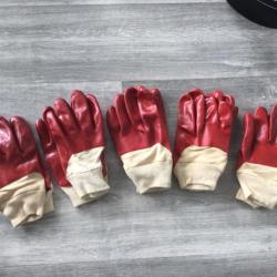 Lot de 5 paire de gant plastifier rouge / tissu