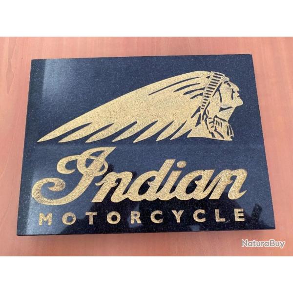 Plaque en pierre grave Indian Motorcycle - 1 sans prix de rserve !!
