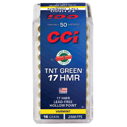 Balles CCI TNT Green - Cal. 17 HMR - Par 10 / 16 gr