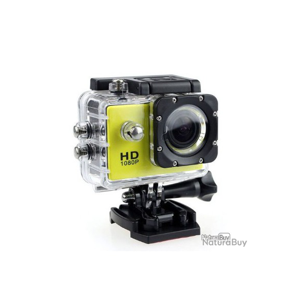 1080P voiture Cam cyclisme camra extrieure chasse camra avec support JAUNE