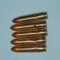 2ème GM : lot de cinq cartouches américaines inertes pour carabine USM1.