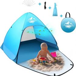 Tente de Plage Pop-Up Automatique 2/3 Personnes Tente Portable Extra Légère Protection UV BLEU