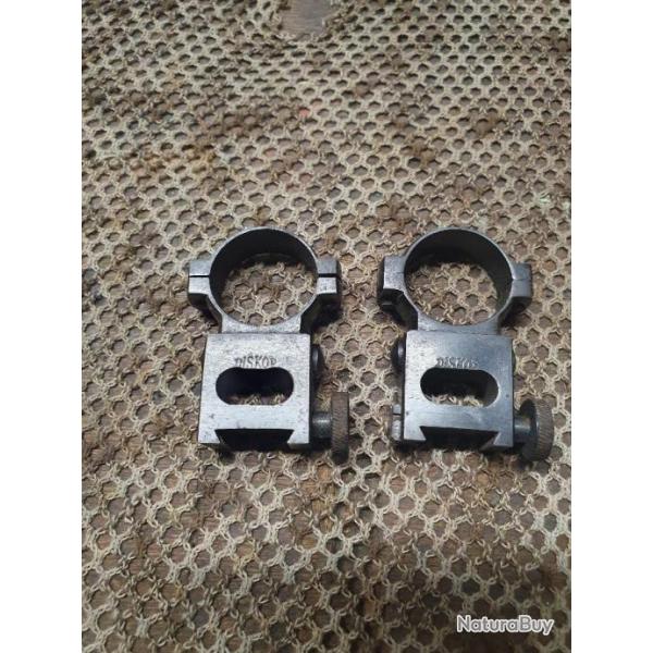 ancienne paire de collier DISKOP tout en acier pour rail de 16 mm et lunette  corps de 25,4 mm / 1"