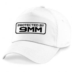 Casquette Tir Sportif - Protected By 9mm Para - Blanche