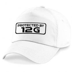Casquette Tir Sportif - Protected By 12 gauge - Blanche