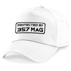 Casquette Tir Sportif - Protected By 357 mag - Blanche