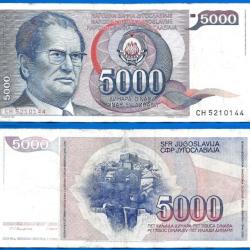 Yougoslavie 5000 Dinars 1985 Prefixe CH Tito Billet Dinara