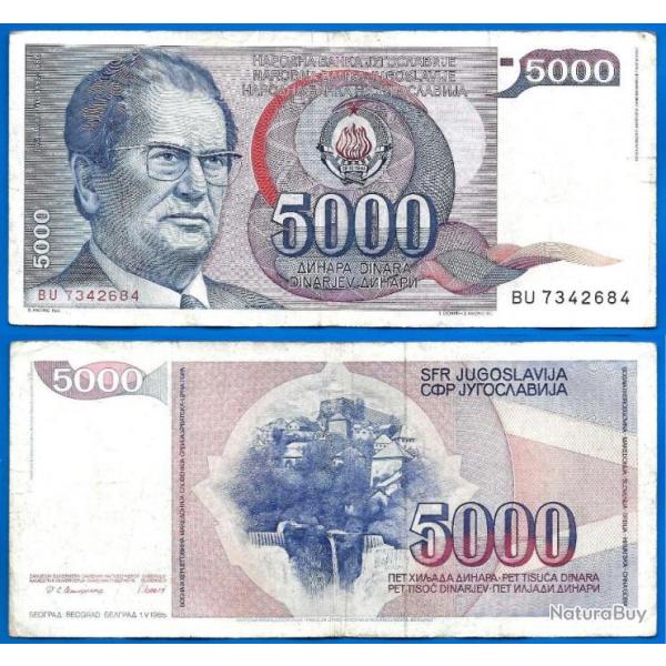 Yougoslavie 5000 Dinars 1985 Prefixe BU Tito Billet Dinara