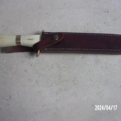 dague de chasse verney carron avec etui cuir longueur toteale environ 38cm