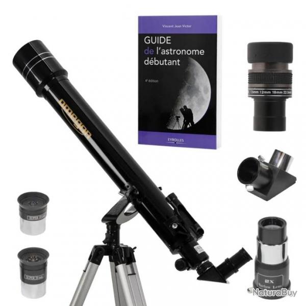 Pack Complet Lunette Astronomique Omegon 70/700 AZ2 + Zoom + Guide + Oculaires + Barlow
