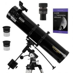 Pack Complet Télescope Omegon 130/920 EQ2 + Zoom + Guide Débutant + Oculaires + Visée
