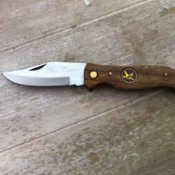 Couteau pliant de chasse avec manche en acacia incrust canard