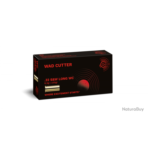 MUNITIONS GECO CALIBRE .32 S&W Long WC 100 GRS 1 boite ( 50 munitions )