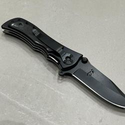 Couteau pliant noir + passant dragonne 19.5cm