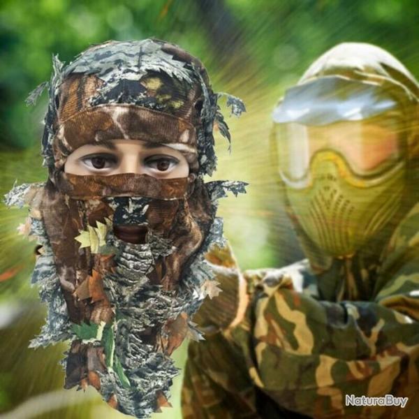 chasse chapeau Camouflage masque facial cagoule bois masque complet
