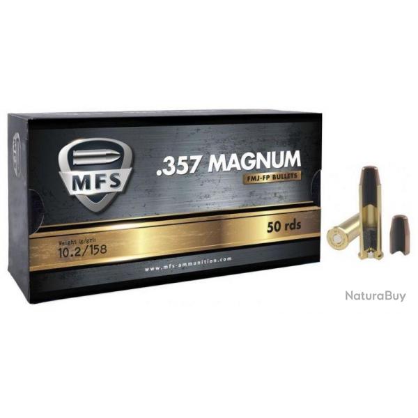 50 munitions MFS cal.357 Magnum FMJ Flat Point 158 grains