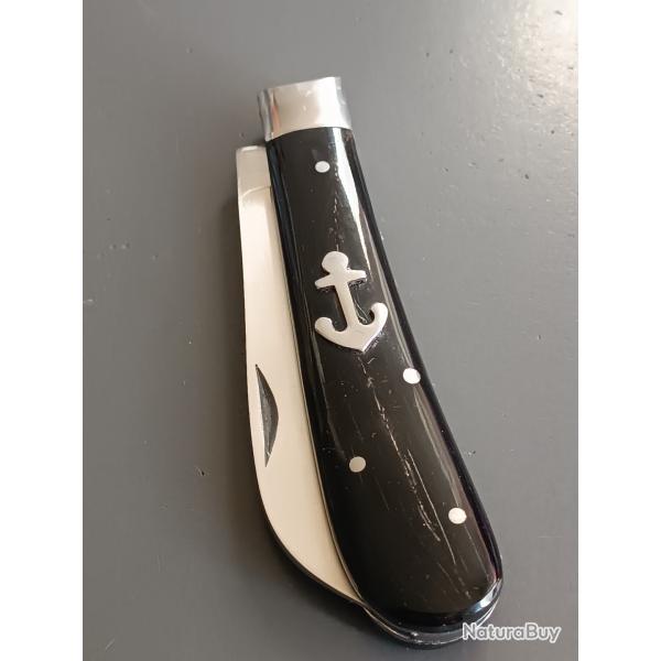 ANCIEN COUTEAU LONDON, manche CORNE, guilloché.