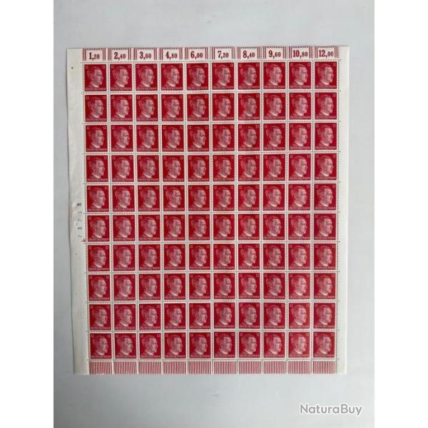 planche de 100 timbres du 3me reich