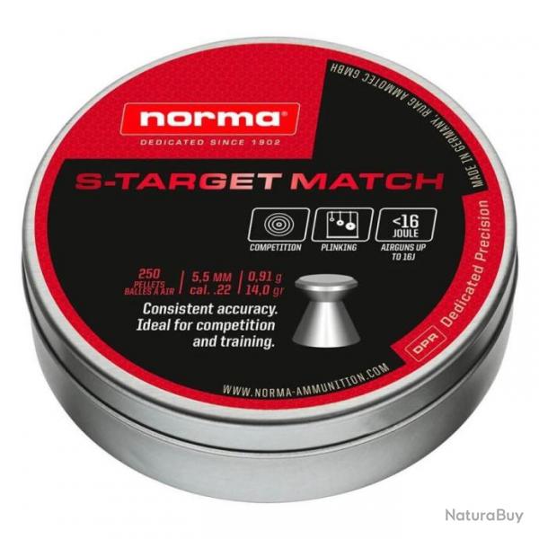 Botte de 250 plombs Norma S-Target Match - Cal 5.5 mm