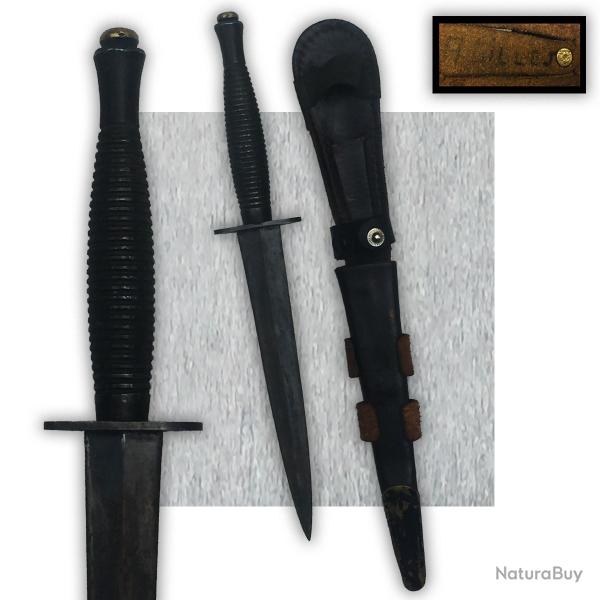 RARE & SUPERBE POIGNARD PARACHUTISTE ANGLAIS PARA TYPE ANGLAIS BRONZAGE + NOMINATIVE ORIGINAL #35