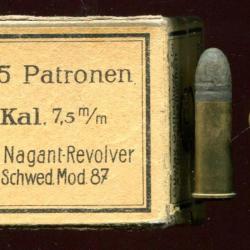7.5 mm Nagant Suédois 1887 -  une cartouche de collection