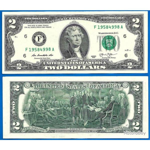 Usa 2 Dollars 2013 Mint Atlanta F6 Billet Dollar Etats Unis Dollar Jefferson