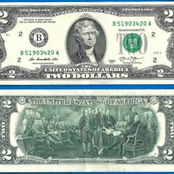 Usa 2 Dollars 2013 Mint New York B2 Billet Dollar Etats Unis Dollar Jefferson