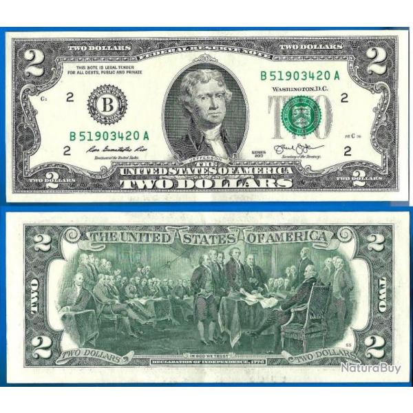 Usa 2 Dollars 2013 Mint New York B2 Billet Dollar Etats Unis Dollar Jefferson