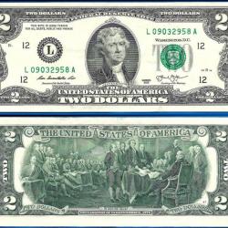 Usa 2 Dollars 2013 Mint San Francisco L12 Billet Dollar Etats Unis Dollar Jefferson