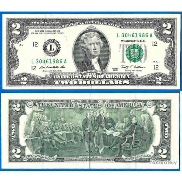 Usa 2 Dollars 2009 Mint San Francisco L12 Billet Dollar Etats Unis Dollar Jefferson