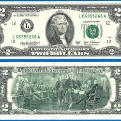 Usa 2 Dollars 2003 A 2003A Mint San Francisco L12 Billet Dollar Etats Unis Dollar Jefferson